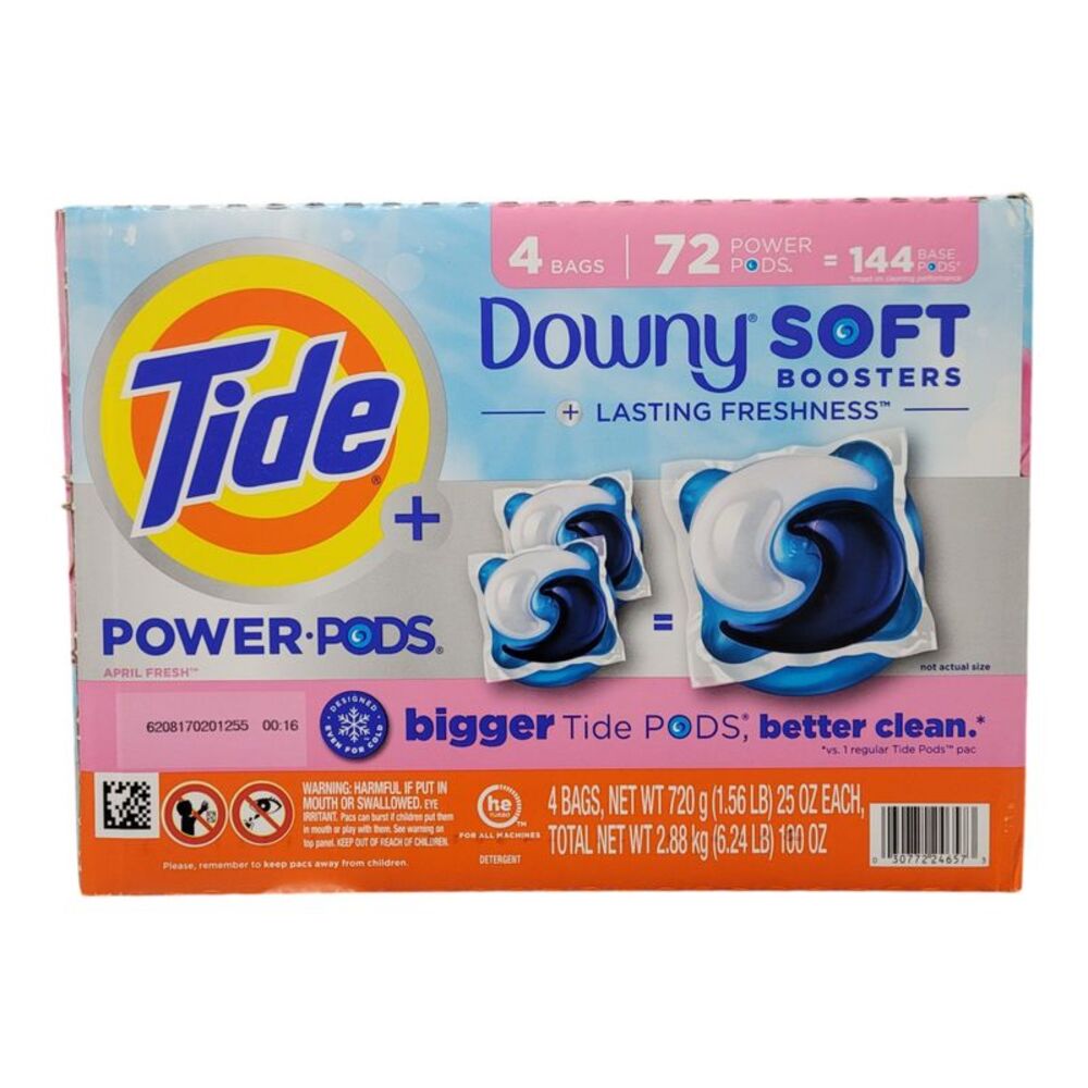 Tide Power PODs Downy Soft Boosters Laundry Detergent Pacs, April Fresh, 72 ct.
